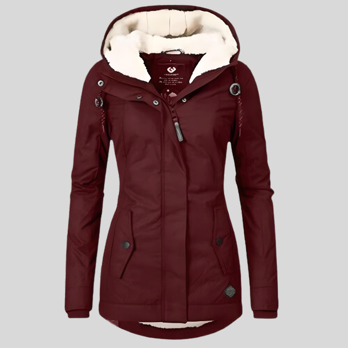 Women's Waterproof Rain Jacket with Hood and Extended Back Hem