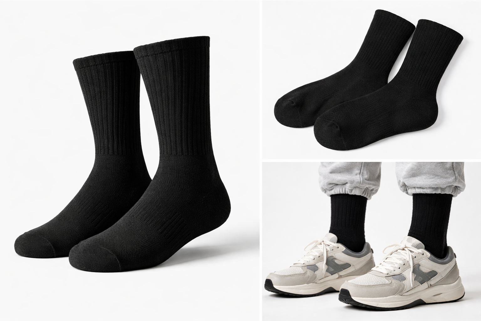 Black Essential Crew Socks